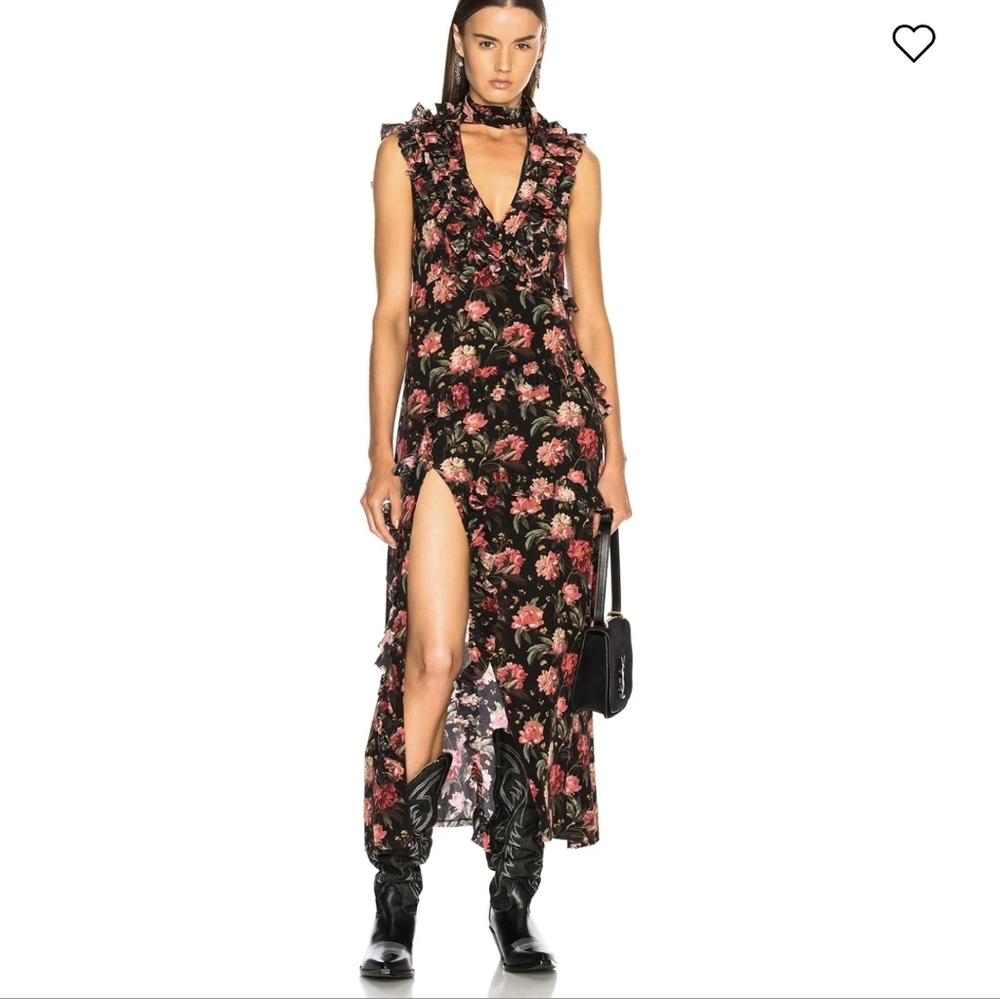 R13 Black and Red Floral High Low Dress